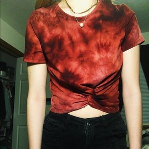 tie dye burgandy top